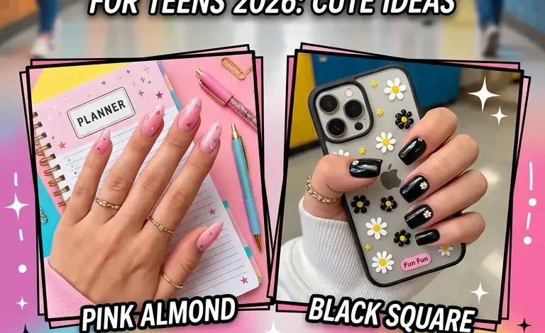Back to School Nails for Teens 2026: Cute Acrylic Almond, Square Short, Pink, Black, French Tip Ideas