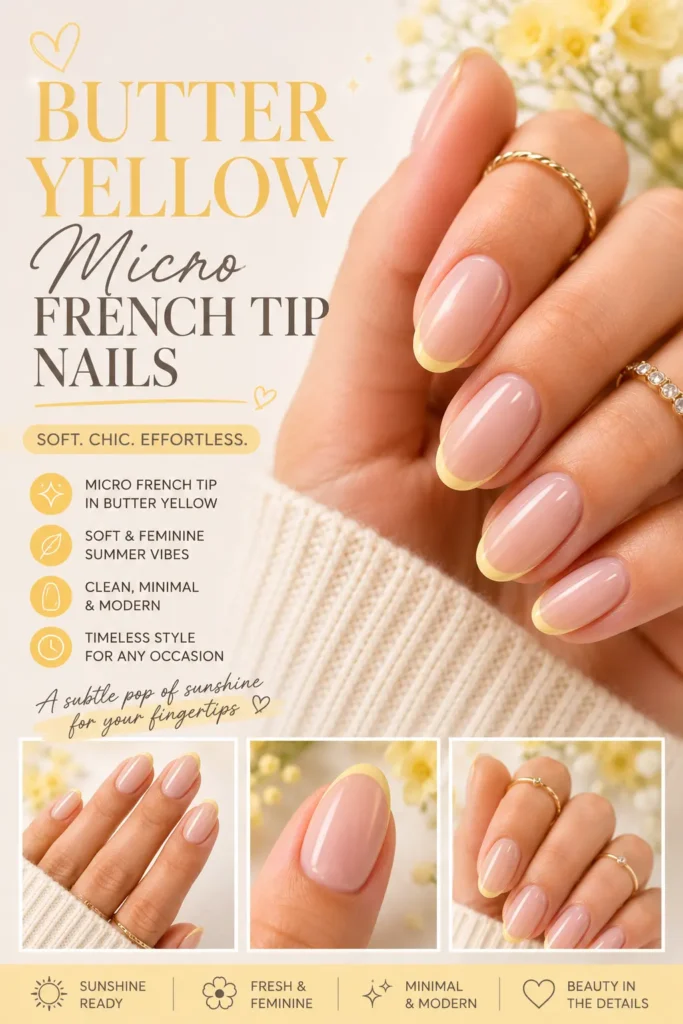 Butter Yellow Micro French Tip Nails