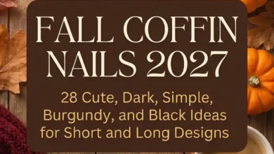 Fall Coffin Nails 2027: 28 Cute, Dark, Simple, Burgundy, and Black Ideas for Short and Long Designs