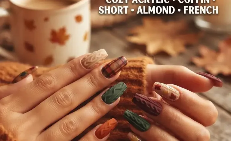 30 Fall Sweater Nails 2026 Ideas for Cozy Acrylic, Coffin, Short, Almond & French Nail Designs
