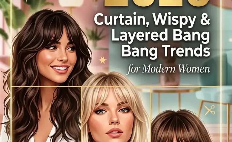 Hairstyles With Bangs 2026: Curtain, Wispy & Layered Bang Trends for Modern Women