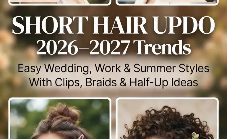 Short Hair Updo 2026–2027: Easy Wedding, Work & Summer Styles with Clips, Braids, and Half-Up Ideas Short Hair Updo 2026–2027: Easy Wedding, Work & Summer Styles with Clips, Braids, and Half-Up Ideas