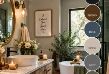Cozy bathroom color palette ideas black brown blue beige grey green