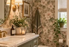 Cozy bathroom wallpaper ideas for a warm inviting space