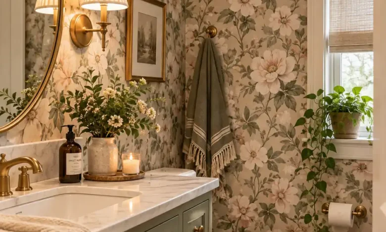 Cozy bathroom wallpaper ideas for a warm inviting space