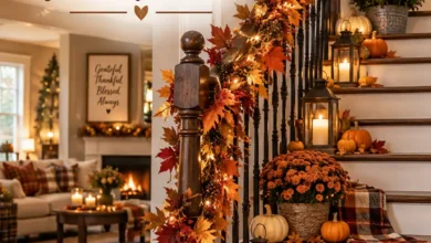 Creative Fall Decorations Stairs Ideas for Cozy Homes