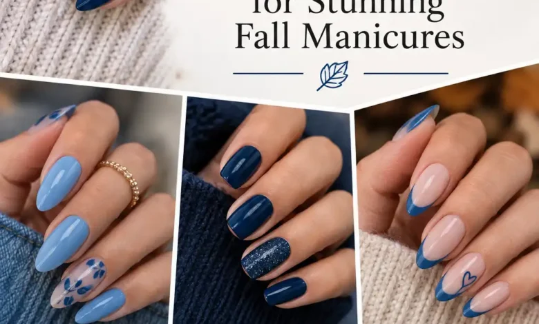 October Nails Blue Ideas for Stunning Fall Manicures