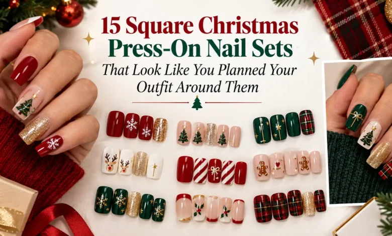 15 Square Christmas Press-On Nail Sets That Look Like You Planned Your Outfit Around Them