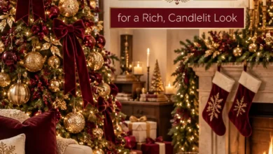 17 Burgundy and Gold Christmas Decor Ideas for a Rich, Candlelit Look