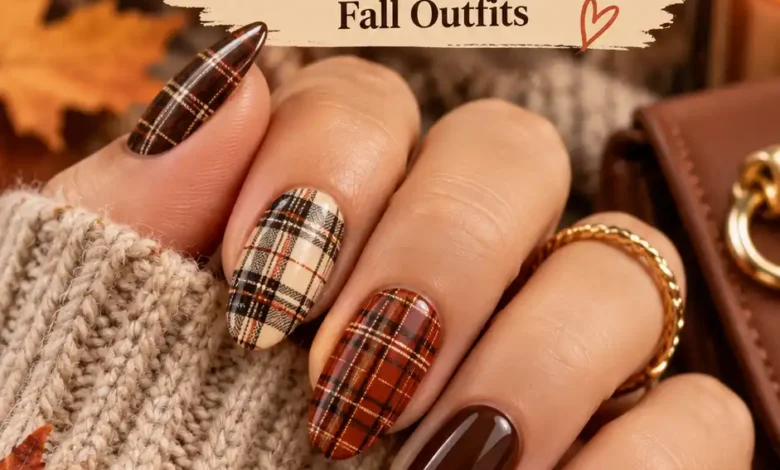 21 Plaid November Nail Ideas That Look Like Miniature Fall Outfits