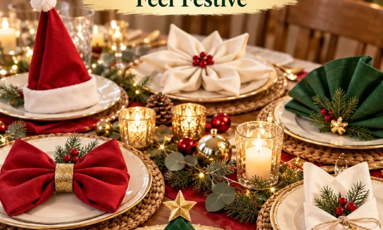 7 Christmas Napkin Folding Ideas That Make Everyday Plates Feel Festive