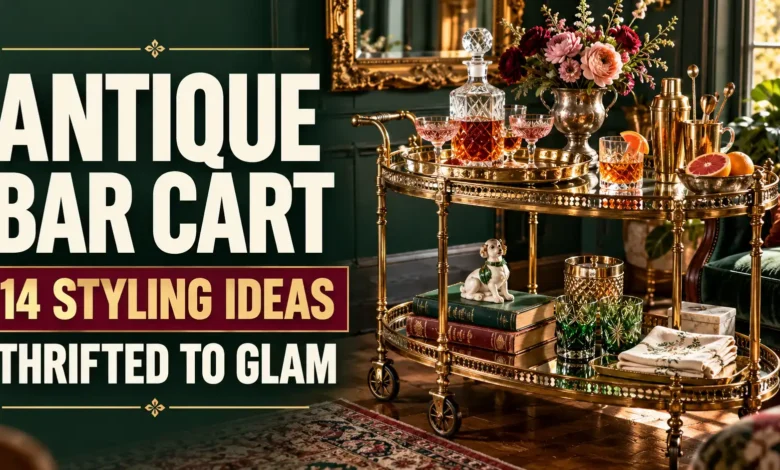 Antique Bar Cart Styling: 14 Ideas From Thrifted to Glam