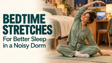 Bedtime Stretches for Better Sleep in a Noisy Dorm