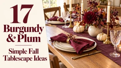 17 Burgundy & Plum Simple Fall Tablescape Ideas 17 Burgundy & Plum Simple Fall Tablescape Ideas