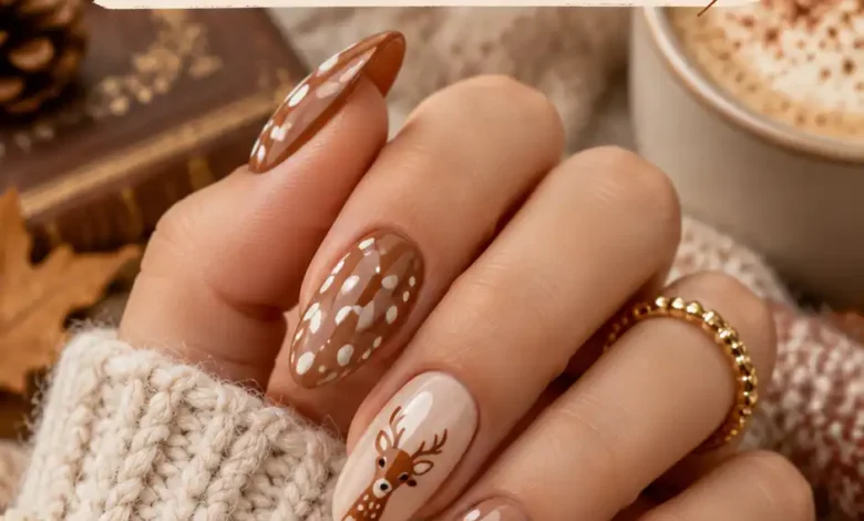 17 Bambi November Nail Ideas for a Soft, Cozy Deer-Print Manicure