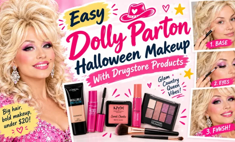 Easy Dolly Parton Halloween Makeup With Drugstore Products