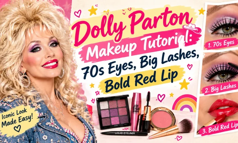 Dolly Parton Makeup Tutorial: 70s Eyes, Big Lashes, Bold Red Lip