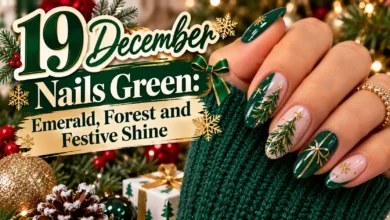 19 December Nails Green: Emerald, Forest and Festive Shine