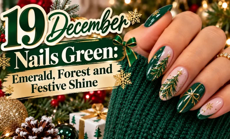 19 December Nails Green: Emerald, Forest and Festive Shine