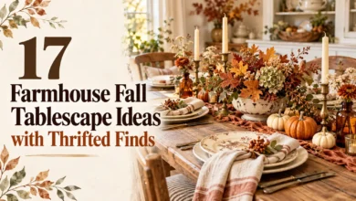 17 Farmhouse Fall Tablescape Ideas with Thrifted Finds 17 Farmhouse Fall Tablescape Ideas with Thrifted Finds