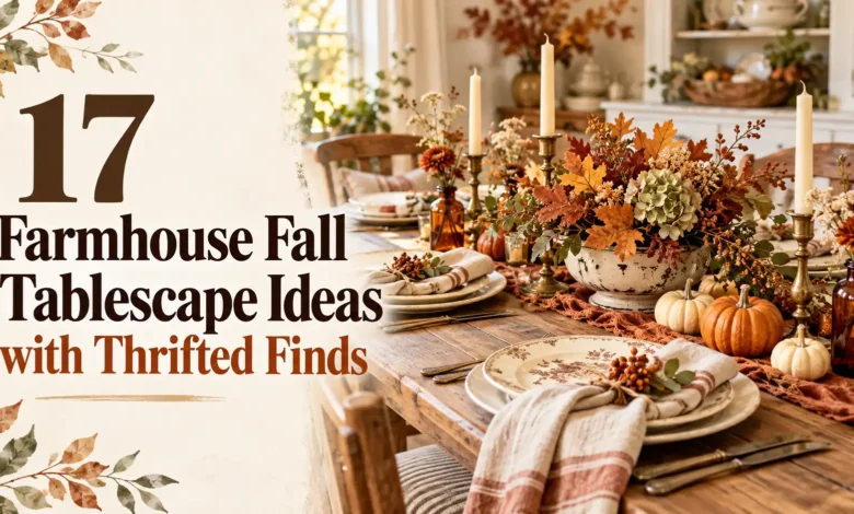 17 Farmhouse Fall Tablescape Ideas with Thrifted Finds