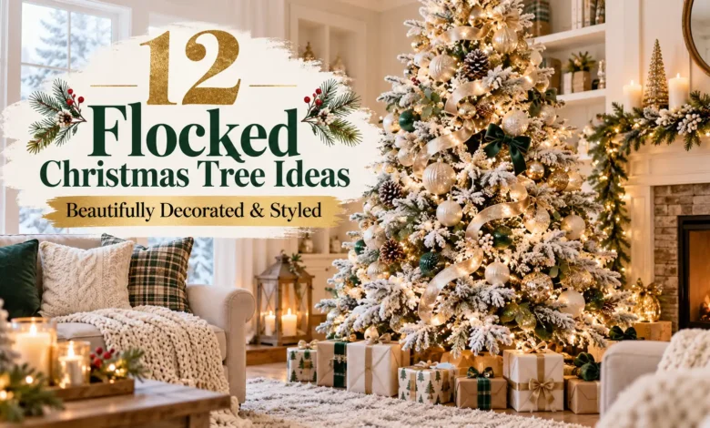 12 Flocked Christmas Tree Ideas: Beautifully Decorated & Styled 12 Flocked Christmas Tree Ideas: Beautifully Decorated & Styled