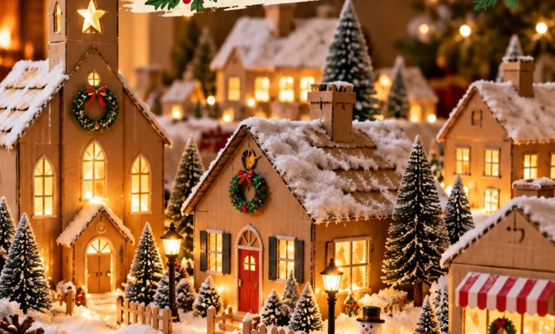 Turn Shipping Boxes Into a Glowing DIY Christmas Village