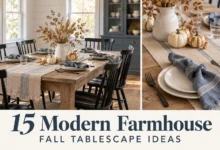 15 Modern Farmhouse Fall Tablescape Ideas