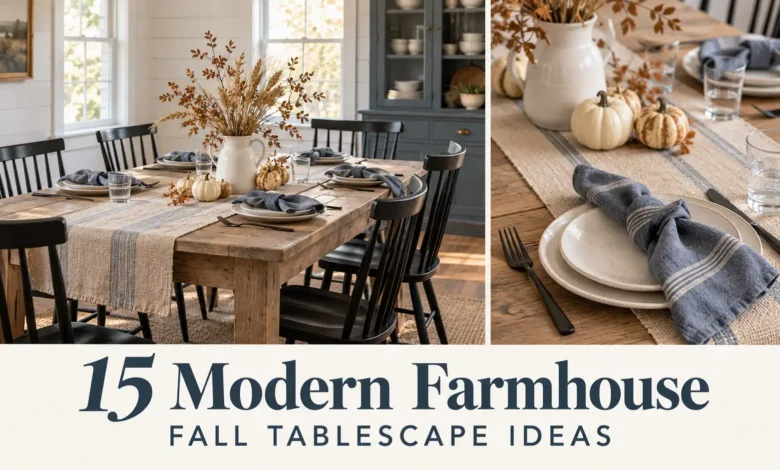 15 Modern Farmhouse Fall Tablescape Ideas