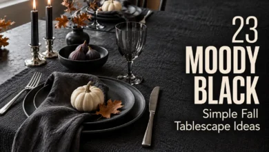 23 Moody Black Simple Fall Tablescape Ideas