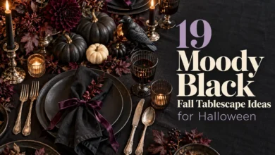 19 Moody Black Fall Tablescape Ideas for Halloween