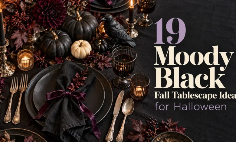 19 Moody Black Fall Tablescape Ideas for Halloween