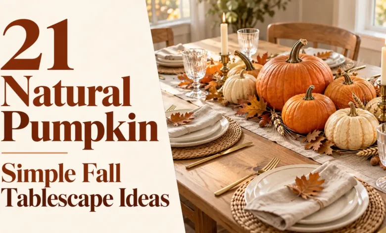21 Natural Pumpkin Simple Fall Tablescape Ideas