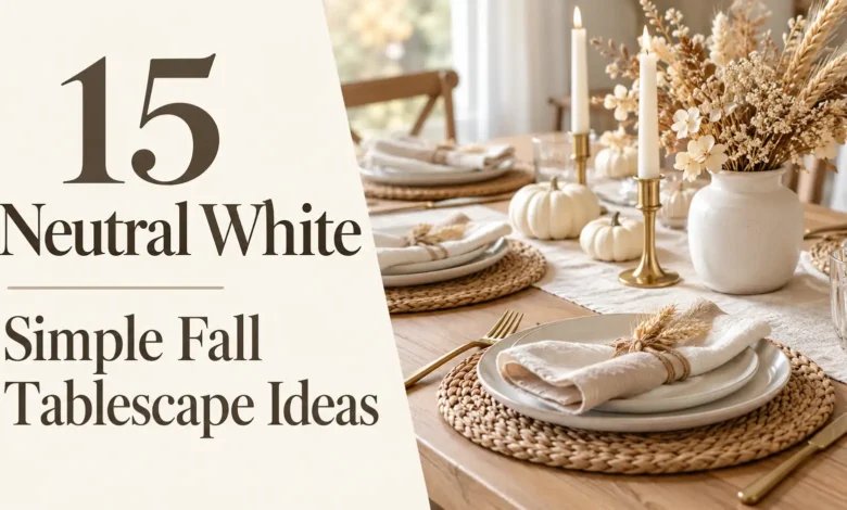 15 Neutral White Simple Fall Tablescape Ideas