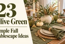 23 Olive Green Simple Fall Tablescape Ideas