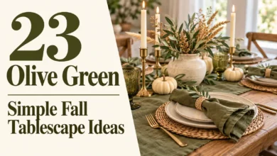 23 Olive Green Simple Fall Tablescape Ideas 23 Olive Green Simple Fall Tablescape Ideas