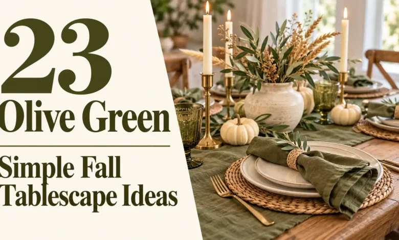 23 Olive Green Simple Fall Tablescape Ideas