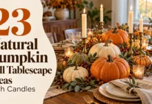 23 Natural Pumpkin Fall Tablescape Ideas with Candles