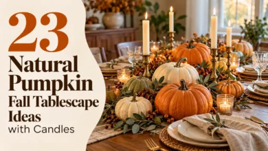 23 Natural Pumpkin Fall Tablescape Ideas with Candles