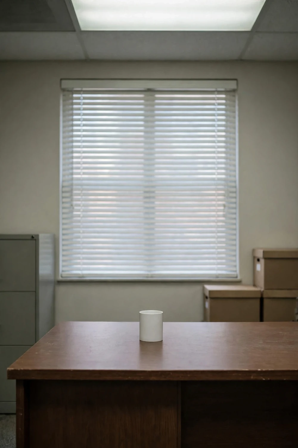An office set with an empty manager's desk