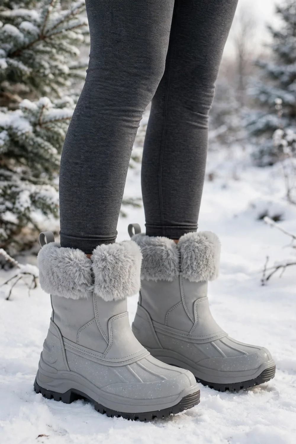DADAWEN Waterproof Fur-Lined Snow Boots