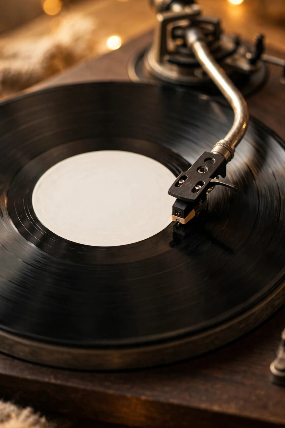 A vinyl record spinning on a turntable