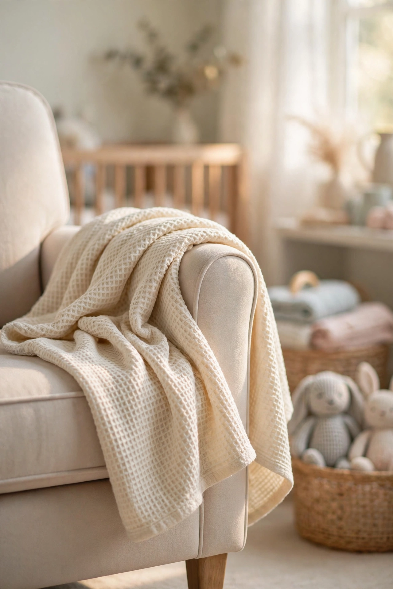 A Soft Organic Cotton Waffle Throw for Every Feeding Chair