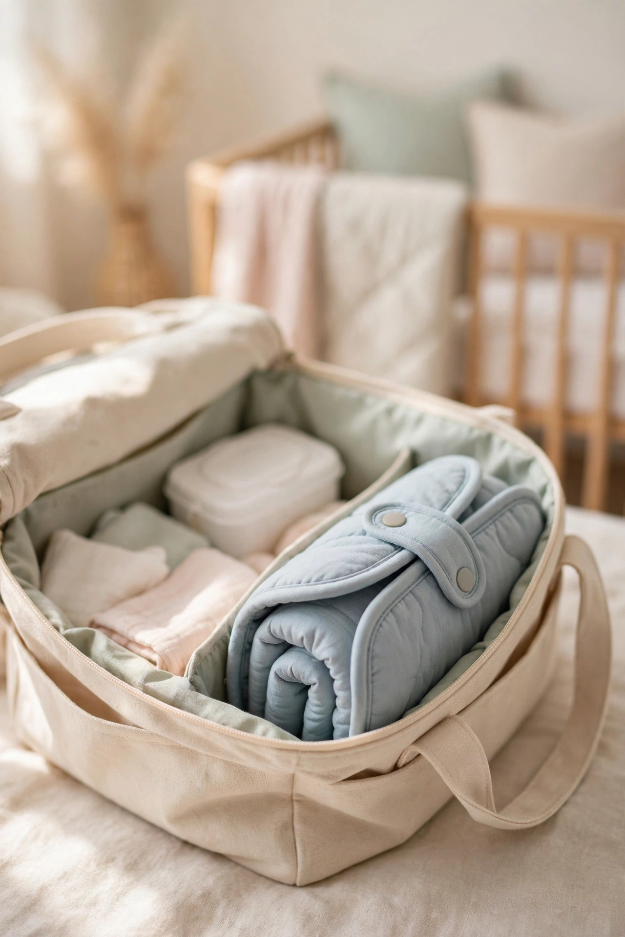 A Portable Changing Pad That Carries Its Own Supplies