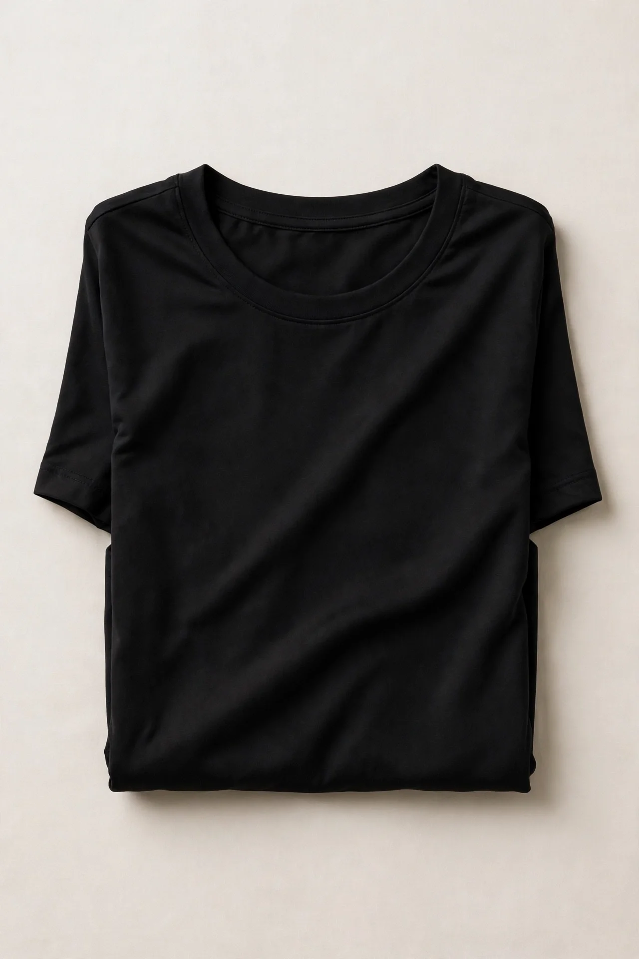 Black buttery basic tee, folded