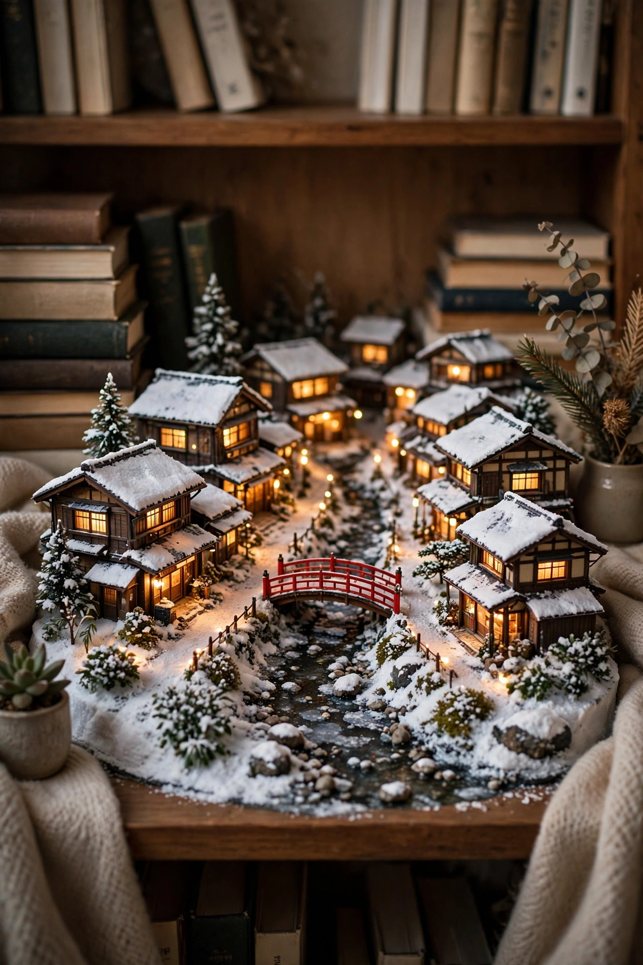 Miniature snowy street booknook kit