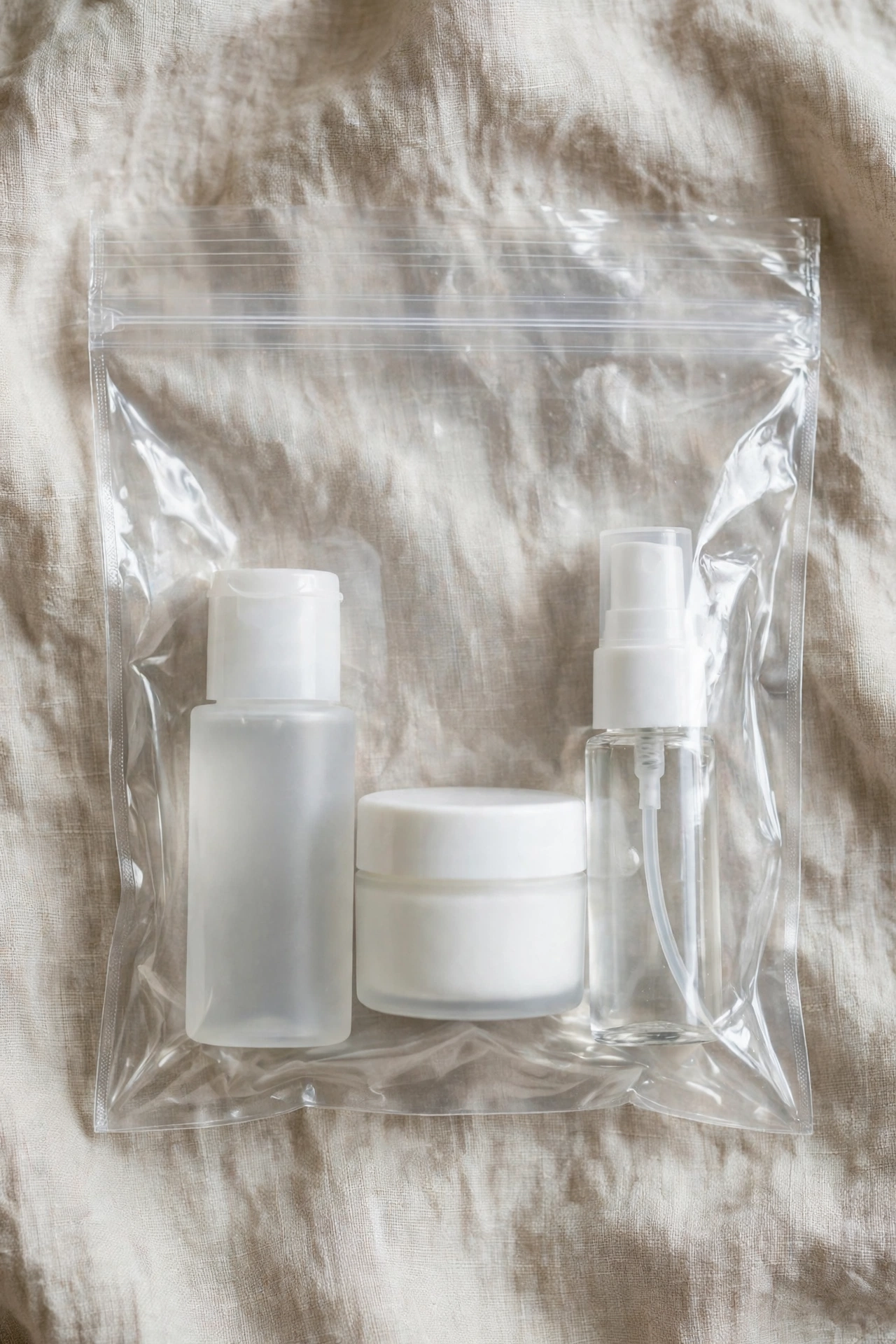 Travel-size body care bundle in a pouch