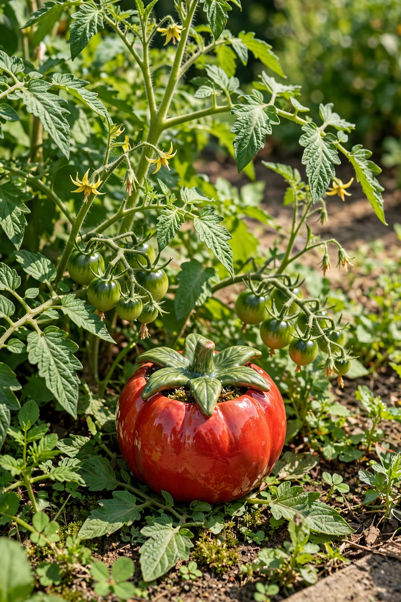 Tomato-shaped ceramic pot