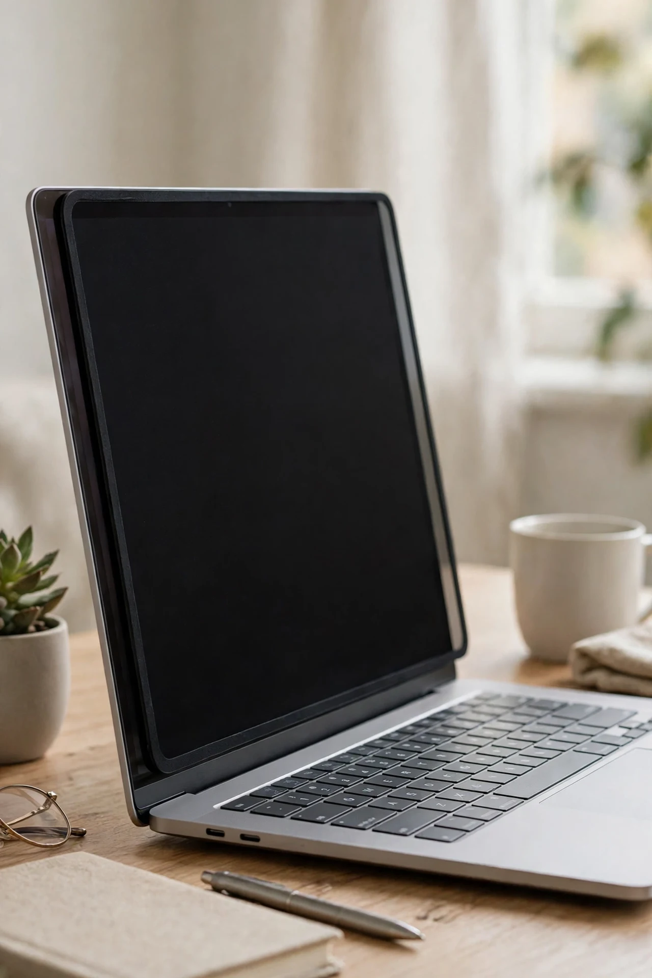 Laptop privacy screen filter on a laptop display