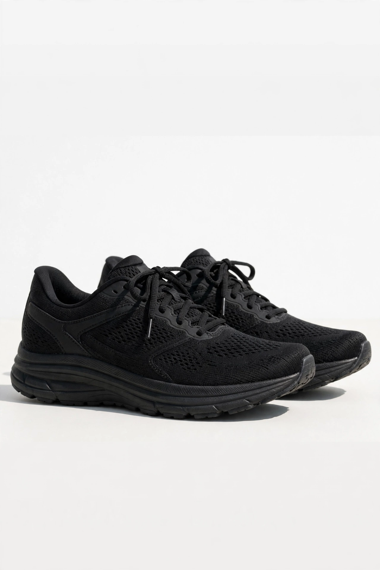 Pair of cushioned stability running shoes in black